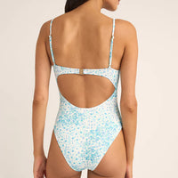 RHYTHM SERENITY FLORAL TIE FRONT ONE PIECE - BLUE