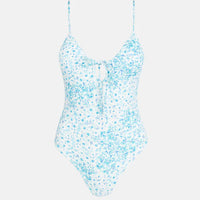 RHYTHM SERENITY FLORAL TIE FRONT ONE PIECE - BLUE