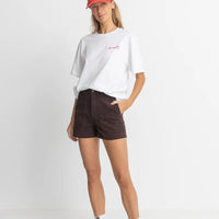 RHYTHM WOMENS FATIGUE CORDUROY SHORTS - CHOCOLATE