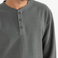 RHYTHM MENS VINTAGE TERRY LS HENLEY- SILVER PINE