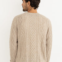RHYTHM MENS MOHAIR FISHERMANS KNIT - OATMEAL