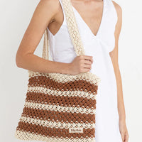 RHYTHM COVE STRIPE CROCHET TOTE BAG