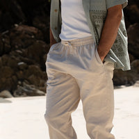 RHYTHM MENS LINEN JAM PANT - BONE