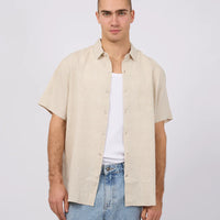 SILENT THEORY LINEN SHORT SLEEVE SHIRT - NATURAL