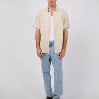 SILENT THEORY LINEN SHORT SLEEVE SHIRT - NATURAL