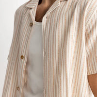 RHYTHM MENS VACATION STRIPE SHORT SLEEVE SHIRT - NATURAL