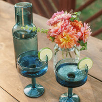Handblown Hammered Coupe Cocktail Glass Pair: Blush