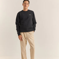 RHYTHM MENS BRAND FLEECE CREW - BLACK