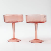 Handblown Hammered Coupe Cocktail Glass Pair: Blush