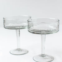 Handblown Hammered Coupe Cocktail Glass Pair: Blush