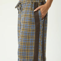 AFENDS ALEXA MUSTANG HEMP LONGLINE SHORT- CEDAR/BLUE CHECK