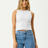 AFENDS CHARLIE RIB SINGLET - WHITE