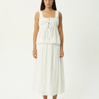 AFENDS CHERRIE BLANC ORGANIC TIE TOP - WHITE