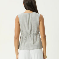 AFENDS DAHLIA DEVON HEMP SLEEVELESS TOP - SILVER BIRCH