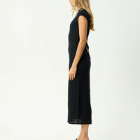 AFENDS ELODIE SEERSUCKER MIDI DRESS - BLACK