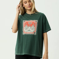 AFENDS HAVE A GOOD DAY RECYCLED OVERSIZED TEE - PINE