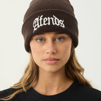 AFENDS HOME RECYCLED CUFFED BEANIE - COFFEE