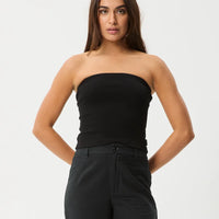 AFENDS JAMIE RIB TUBE TOP - BLACK