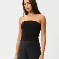 AFENDS JAMIE RIB TUBE TOP - BLACK