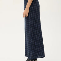 AFENDS LITA SEERSUCKER MAXI SKIRT - THEA MIDNIGHT CHECK