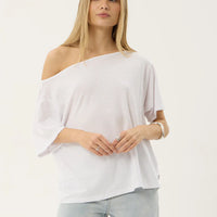 AFENDS SABINA OFF SHOULDER TEE - WHITE