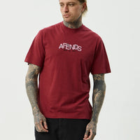AFENDS SAFETY RETRO TEE - WASHED BURGUNDY