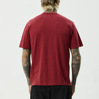 AFENDS SAFETY RETRO TEE - WASHED BURGUNDY