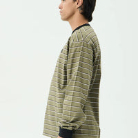 AFENDS ALTITUDE RECYCLED BOXY LONG SLEEVE TEE - STONE STRIPE