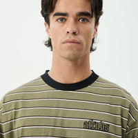 AFENDS ALTITUDE RECYCLED BOXY LONG SLEEVE TEE - STONE STRIPE