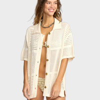 BILLABONG COOL DOWN SHORT SLEEVE SWEATER - WHITECAP