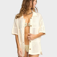 BILLABONG COOL DOWN SHORT SLEEVE SWEATER - WHITECAP