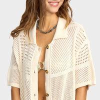 BILLABONG COOL DOWN SHORT SLEEVE SWEATER - WHITECAP