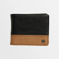 BILLABONG MENS DIMENSION LEATHER WALLET - BLACK/TAN
