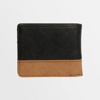 BILLABONG MENS DIMENSION LEATHER WALLET - BLACK/TAN