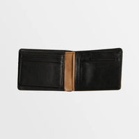 BILLABONG MENS DIMENSION LEATHER WALLET - BLACK/TAN