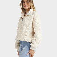 BILLABONG SUN TRIPPIN HALF ZIP CREW - WHITE CAP