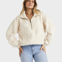 BILLABONG SUN TRIPPIN HALF ZIP CREW - WHITE CAP