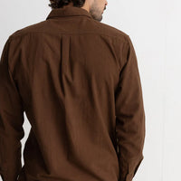 RHYTHM MENS CLASSIC LINEN LONG SLEEVE SHIRT - CHOCOLATE