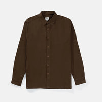RHYTHM MENS CLASSIC LINEN LONG SLEEVE SHIRT - CHOCOLATE