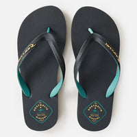 RIP CURL DESTO BLOOM OPEN TOE THONGS - BLACK/GREEN