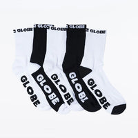 GLOBE QUARTER SOCK FIVE PACK - BLACK AND WHITE