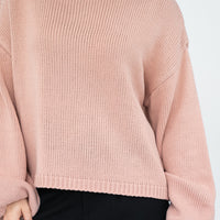 SILVER WISHES ROLL UP SLEEVE KNIT TOP - SALMON PINK
