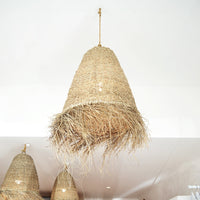 Large Natural Seagrass Fringe Pendant