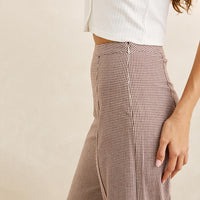 RHYTHM LONDON CHECVK WIDE LEG PANT - CHOCOLATE