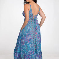 OMBAK SILK GODDESS DRESS - BLUE