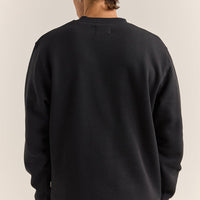 RHYTHM MENS BRAND FLEECE CREW - BLACK