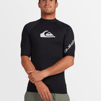 QUIKSILVER MENS ALL TIME SHORT SLEEVE UPF 50 RASH VEST- BLACK