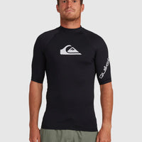 QUIKSILVER MENS ALL TIME SHORT SLEEVE UPF 50 RASH VEST- BLACK