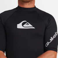 QUIKSILVER MENS ALL TIME SHORT SLEEVE UPF 50 RASH VEST- BLACK