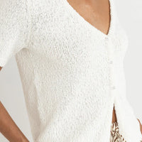RHYTHM ADELE SHORT SLEEVE KNIT CARDIGAN - WHITE